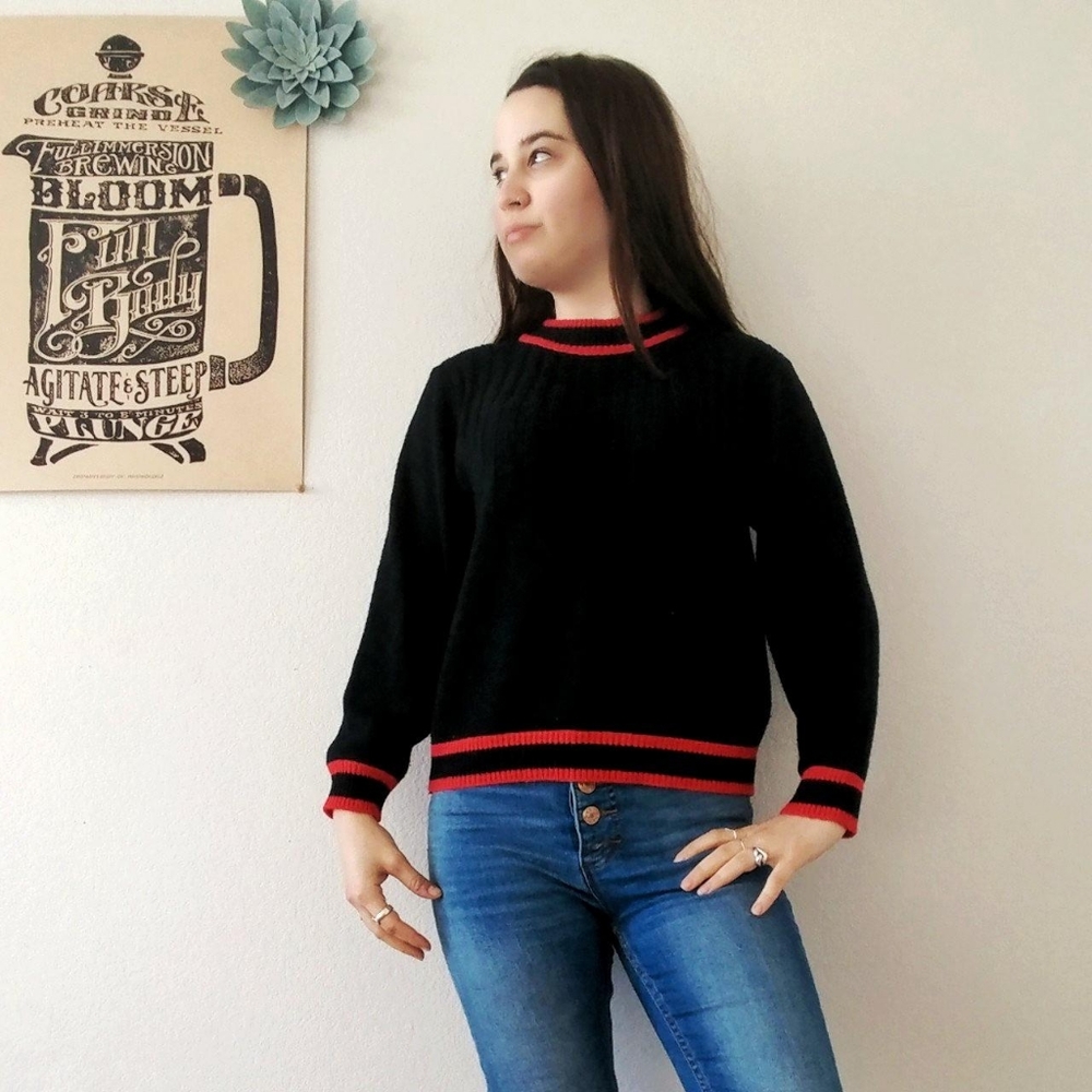 Vintage Black Ringer Sweater - Picture 3 of 4